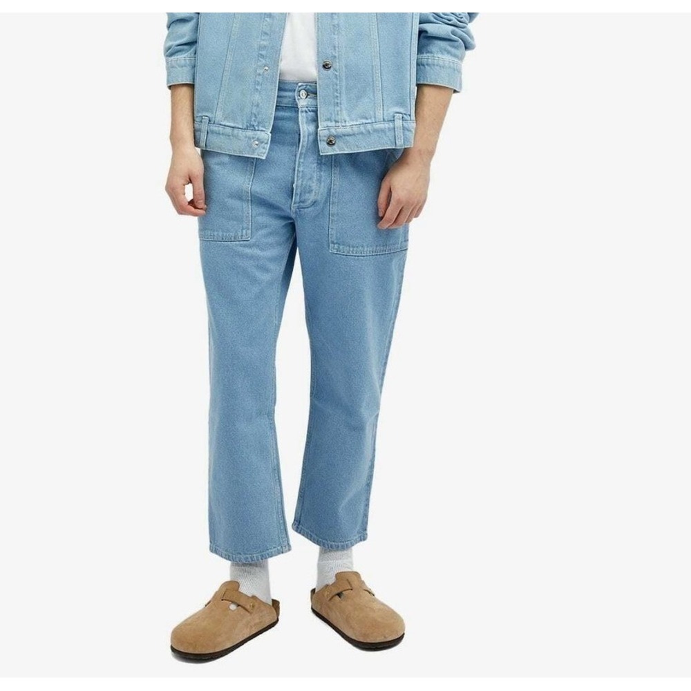 Nanushka Jasper Workwear Denim Jeans Straight Leg Button Fly Blue Mens Size 31